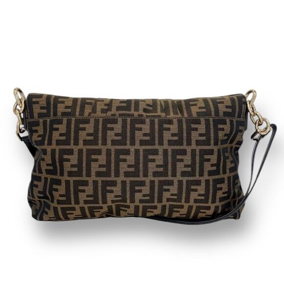 FENDI MIA Brown & Black FF Zucca Logo Single Leather Shoulder Strap Hand… - Picture 5 of 13